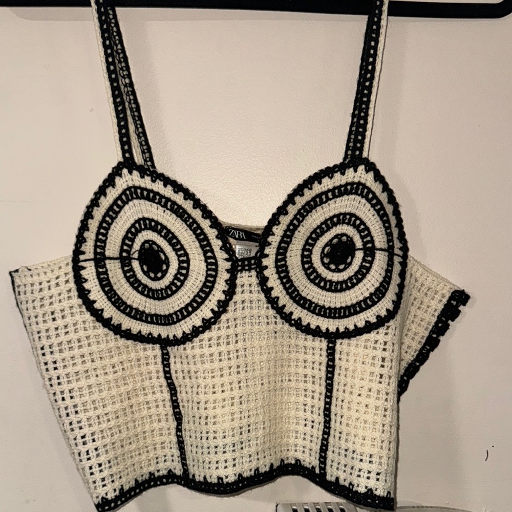 Zara Monochrome Crochet Top
